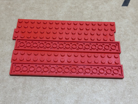 LEGO Parts - Red Plate 2 x 16 - No 4282 - QTY 5
