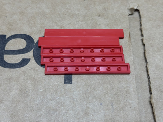 LEGO Parts - Red Tile 1 x 8 - No 4162 - QTY 5