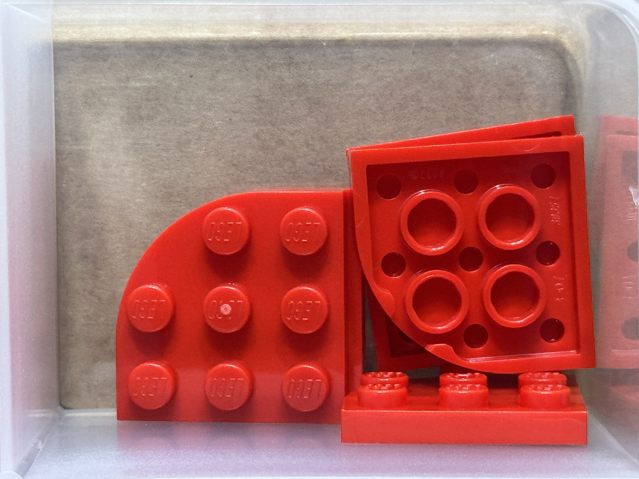 LEGO Parts - Red Plate, Round Corner 3 x 3 - No 30357 - QTY 5