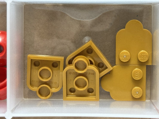 LEGO Parts - Pearl Gold Tile 2 x 2 with Studs on Edge, Rounded - No 5518 - QTY 5