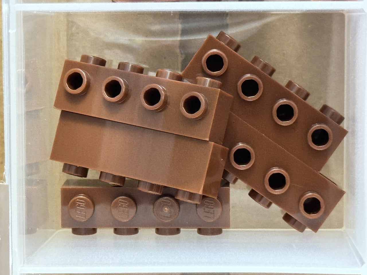 LEGO Parts - Reddish Brown Brick 1 x 4 with Studs on Side - No 30414 - QTY 5