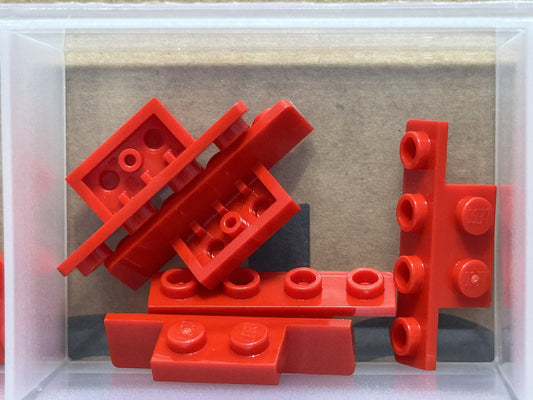 LEGO Parts - Red Bracket 1 x 2 - 1 x 4 - No 28802 - QTY 5