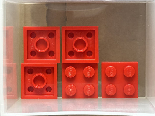 LEGO Parts - Red Plate 2 x 2 - No 3022 - QTY 5