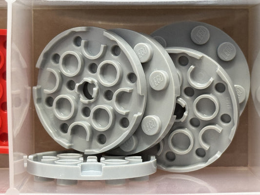 LEGO Parts - Light Bluish Gray Plate, Round 4 x 4 with Hole - No 60474 - QTY 5