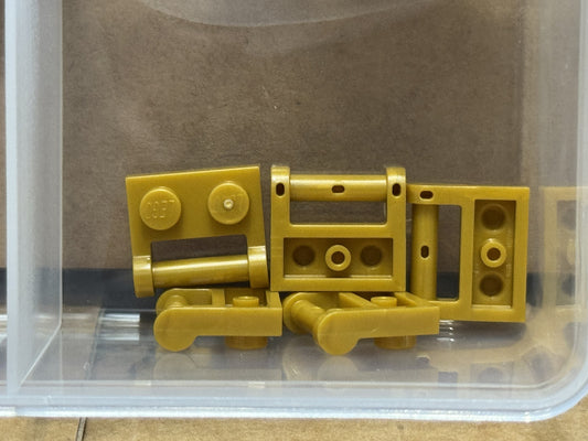 LEGO Parts - Pearl Gold Plate 1 x 2 with Bar Handle on Side - No 48336 - QTY 5
