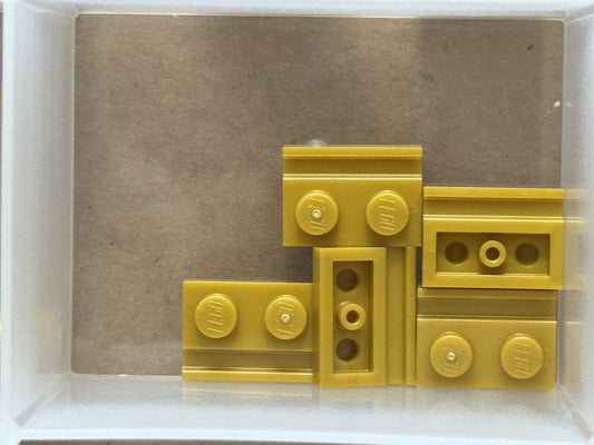 LEGO Parts - Pearl Gold Plate, Modified 1 x 2 with Door Rail - No 32028 - QTY 5