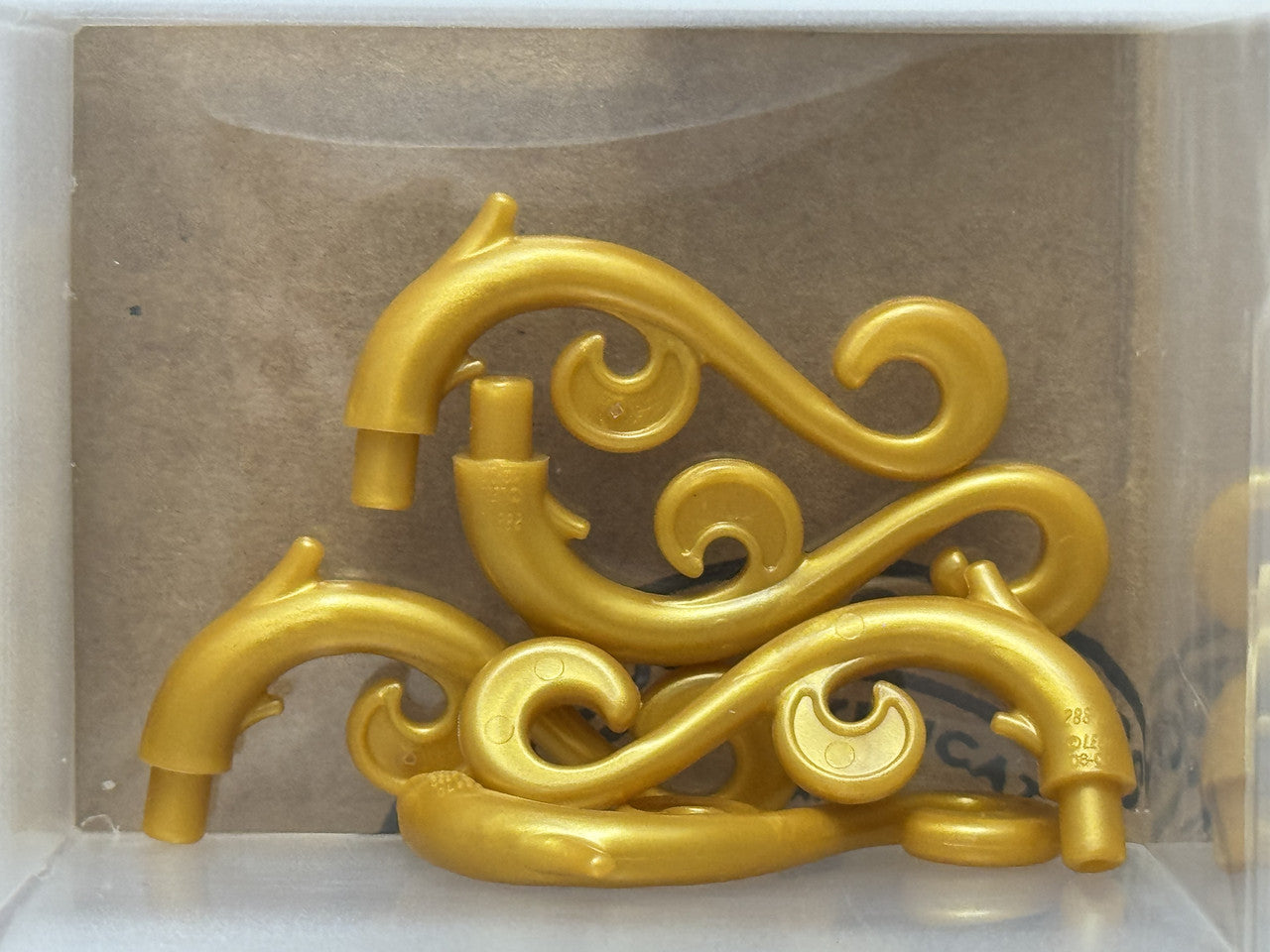 LEGO Parts - Pearl Gold Plant Stem, Curved Bar Thorns Swirls - No 28870 - QTY 5