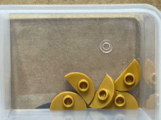 LEGO Parts - Pearl Gold Plate Round 1 x 2 Half 1 Stud (Jumper) - No 1745 - QTY 5