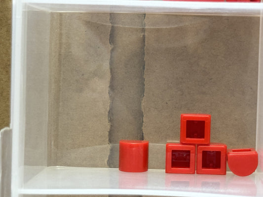 LEGO Parts - Red Slope, Curved 1 x 1 x 2/3 Double - No 49307 - QTY 5