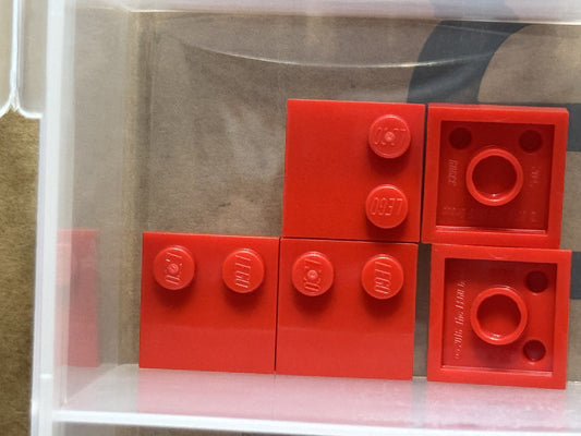 LEGO Parts - Red Tile, Modified 2 x 2 with Studs on Edge - No 33909 - QTY 5
