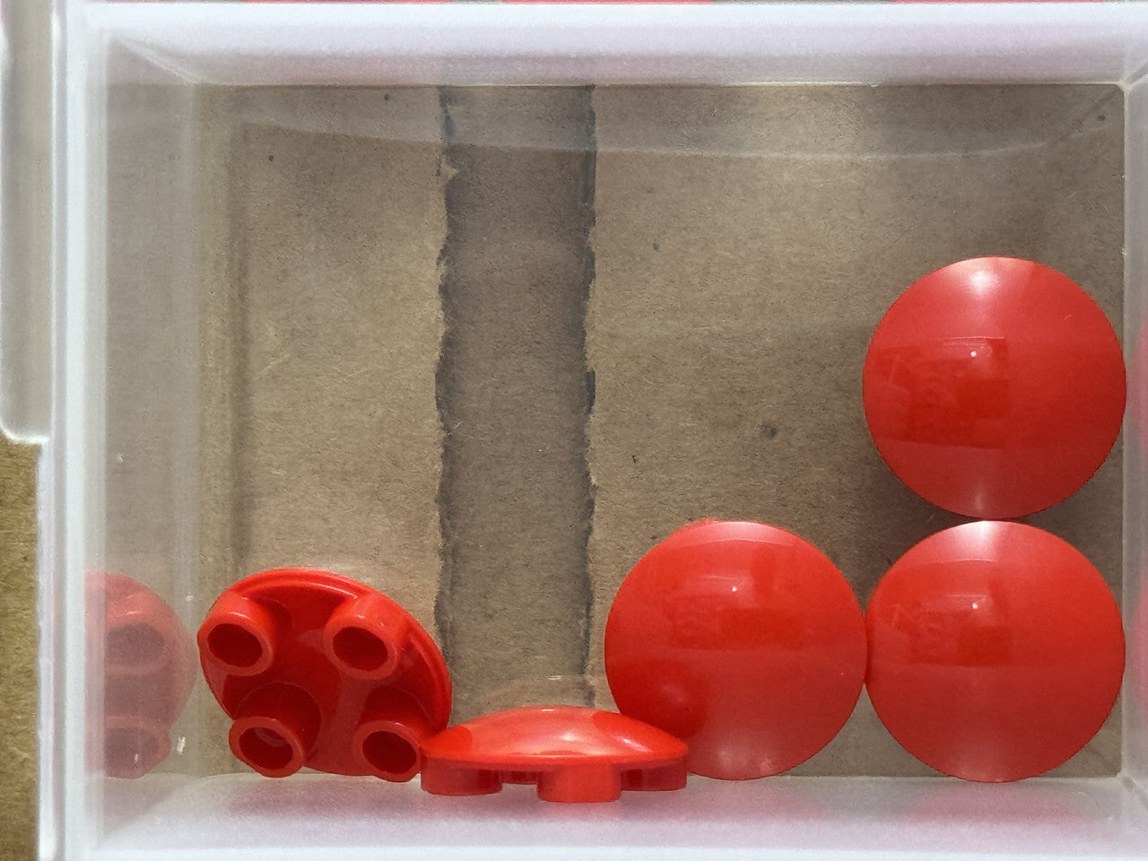 LEGO Parts - Red Plate, Round 2 x 2 (Boat Stud) - No 2654 - QTY 5