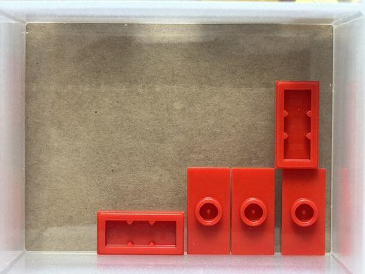 LEGO Parts - Red Plate 1 x 2 with 1 Stud (Jumper) - No 15573 - QTY 5