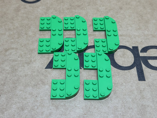 LEGO Parts - Bright Green Plate, Round 4 x 8 x 2/3 Cutout - No 73832 - QTY 5