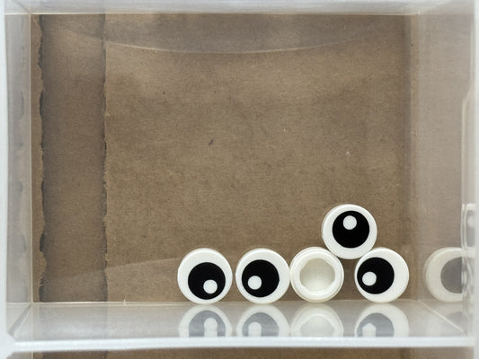LEGO Parts - White Tile, Round 1 x 1 Black Eye Pupil - No 98138pb007 - QTY 5