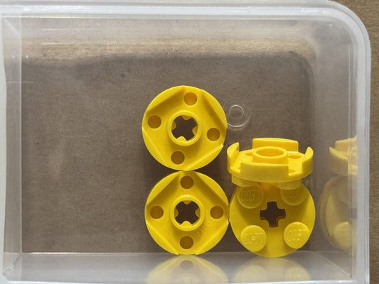 LEGO Parts - Yellow Plate, Round 2 x 2 with Axle Hole - No 4032 - QTY 5
