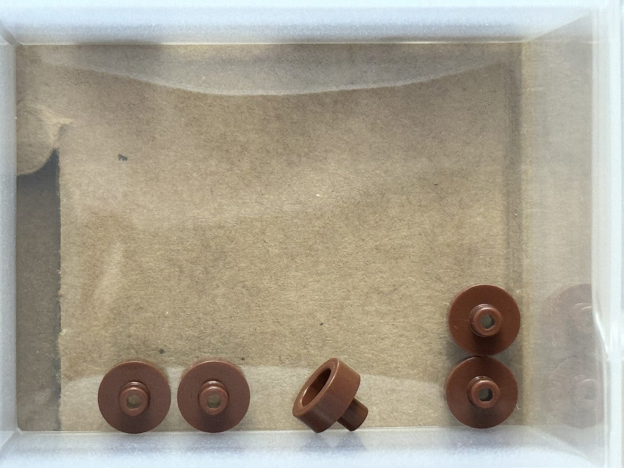 LEGO Parts - Reddish Brown Tile, Round 1 x 1 Bar Pin Hole - No 20482 - QTY 5
