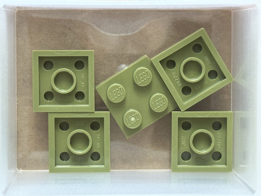 LEGO Parts - Olive Green Plate 2 x 2 - No 3022 - QTY 5