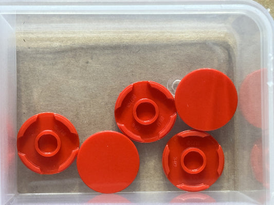 LEGO Parts - Red Tile, Round 2 x 2 with Bottom Stud Holder - No 14769 - QTY 5