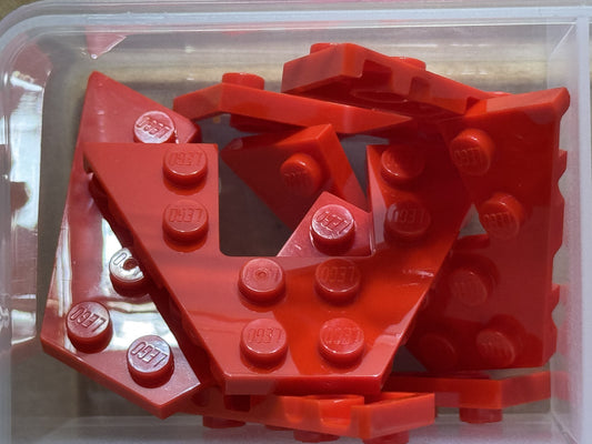 LEGO Parts - Red Wedge, Plate 4 x 6 - No 47407 - QTY 5