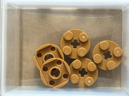 LEGO Parts - Medium Nougat Plate, Round 2 x 2 with Axle Hole - No 4032 - QTY 5