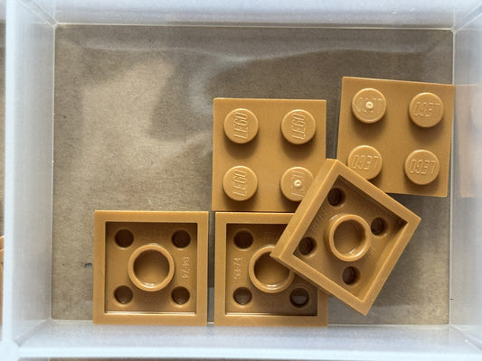 LEGO Parts - Medium Nougat Plate 2 x 2 - No 3022 - QTY 5