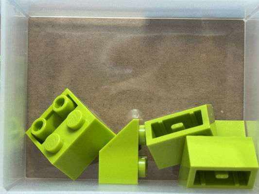 LEGO Parts - Lime Slope, Inverted 45 2 x 2 - No 3660 - QTY 5