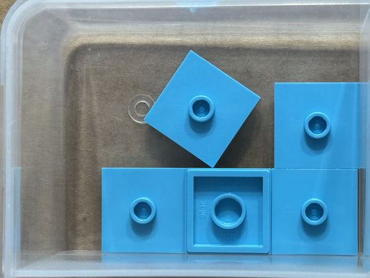LEGO Parts - Medium Azure Plate 2 x 2 1 Stud Center (Jumper) - No 87580 - QTY 5