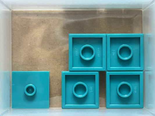 LEGO Parts - Dark Turquoise Plate 2 x 2 1 Stud in Center - No 87580 - QTY 5