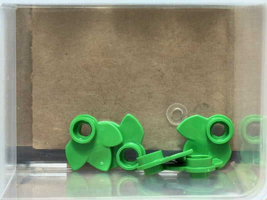 LEGO Parts - Bright Green Plant Plate, Round 1 x 1 3 Leaves - No 32607 - QTY 5