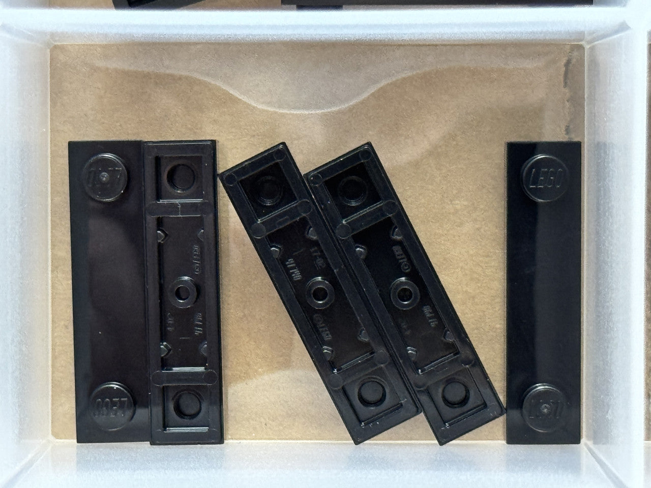 LEGO Parts - Black Plate 1 x 4 with 2 Studs with Groove - No 41740 - QTY 5