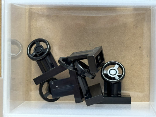 LEGO Parts - Black Vehicle, Steering Stand 1 x 2 - No 3829c01 - QTY 5