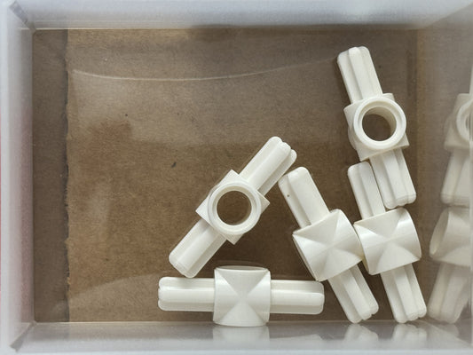 LEGO Parts - White Technic, Axle Pin Hub 2 Axles Opposite - No 27940 - QTY 5