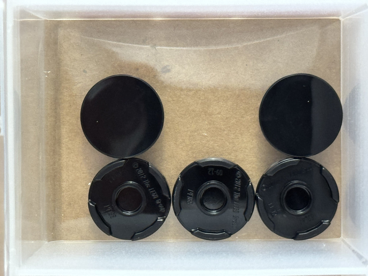 LEGO Parts - Black Tile, Round 2 x 2 with Bottom Stud Holder - No 14769 - QTY 5