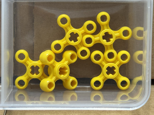 LEGO Parts - Yellow Technic, Gear Knob Cog Wheel Axle Hole - No 32072 - QTY 5