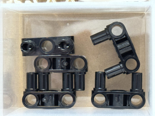 LEGO Parts - Black Technic, Pin Perpendicular 3L 2 Pins - No 2393 - QTY 5