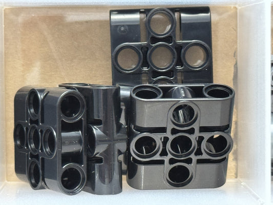 LEGO Parts - Black Technic, Pin Block, Liftarm 1 x 3 x 3 - No 39793 - QTY 5