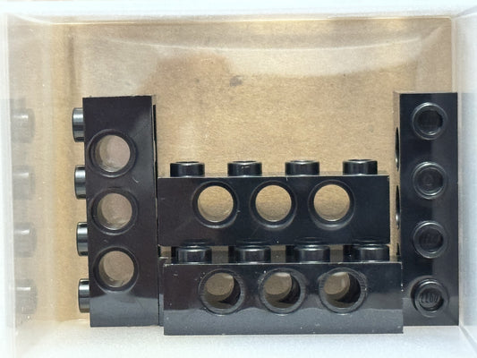 LEGO Parts - Black Technic, Brick 1 x 4 with Holes - No 3701 - QTY 5