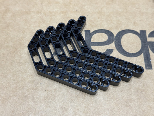 LEGO Parts - Black Technic Liftarm Bent Thick 1 x 11.5 Double - No 32009 - QTY 5