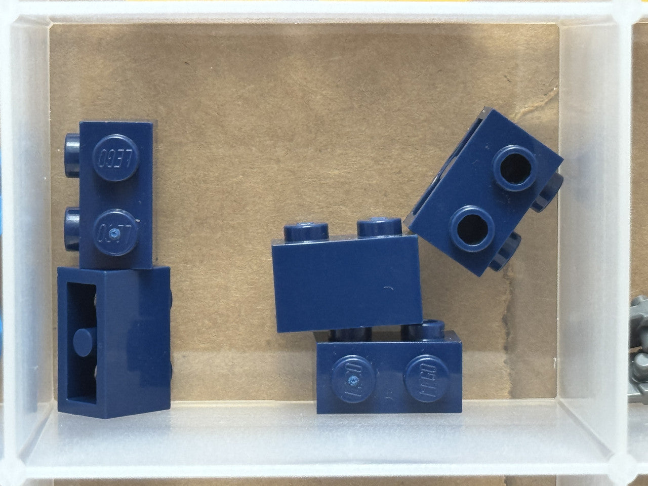 LEGO Parts - Dark Blue Brick 1 x 2 with Studs on 1 Side - No 11211 - QTY 5