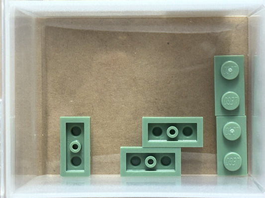 LEGO Parts - Sand Green Plate 1 x 2 - No 3023 - QTY 5