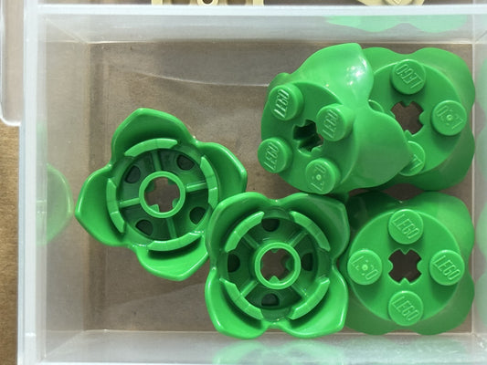LEGO Parts - Bright Green Plant Leaves 2 x 2 4 Petals - No 15469 - QTY 5