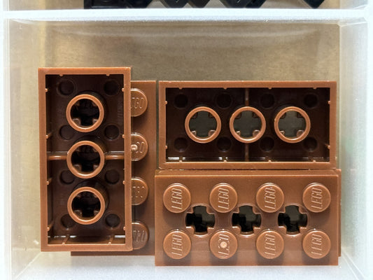 LEGO Parts - Reddish Brown Technic, Brick 2 x 4 3 Axle Holes - No 39789 - QTY 5