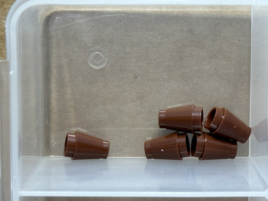 LEGO Parts - Reddish Brown Cone 1 x 1 with Top Groove - No 4589b - QTY 5