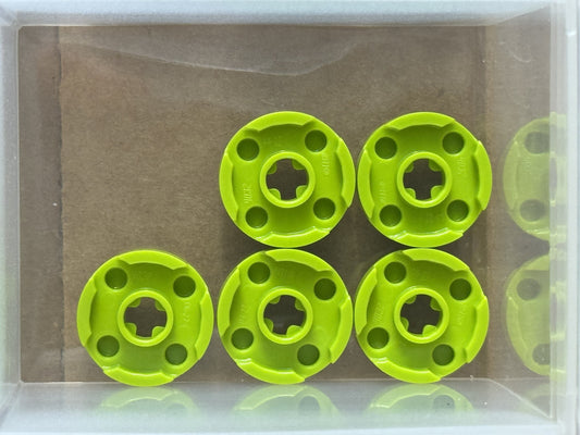 LEGO Parts - Lime Plate, Round 2 x 2 with Axle Hole - No 4032 - QTY 5