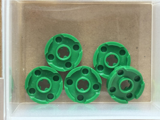 LEGO Parts - Green Plate, Round 2 x 2 with Axle Hole - No 4032 - QTY 5