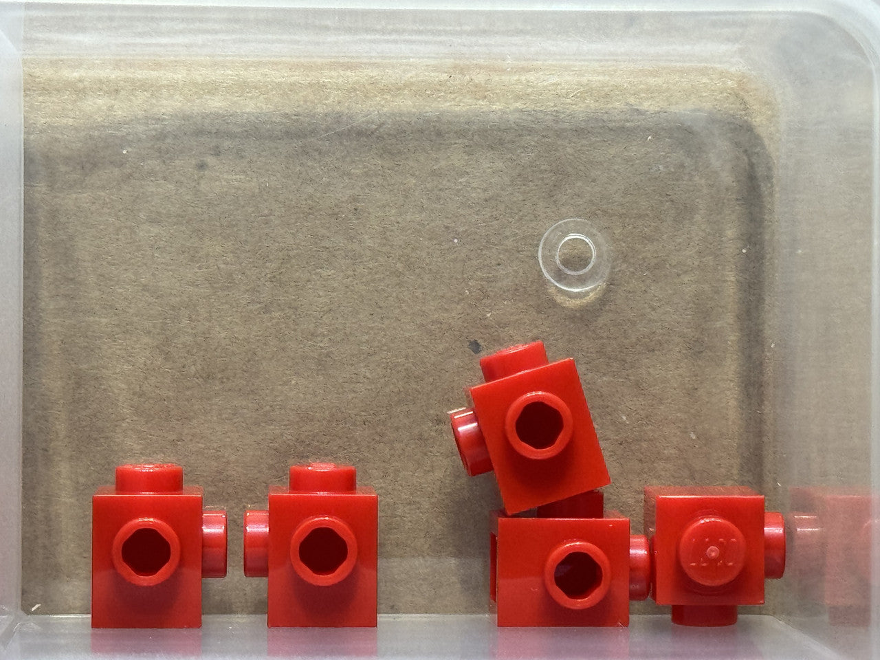 LEGO Parts - Red Brick 1 x 1 with Studs on 2 Sides, Adjacent - No 26604 - QTY 5