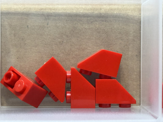 LEGO Parts - Red Slope, Inverted 45 2 x 1 - No 3665 - QTY 5