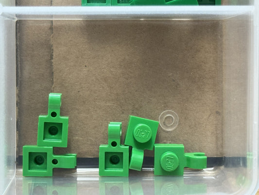 LEGO Parts - Bright Green Plate 1 x 1 with Open O Clip - No 61252 - QTY 5