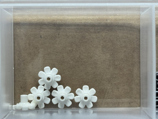 LEGO Parts - White Plant Flower with Bar and Small Pin Hole - No 32606 - QTY 5