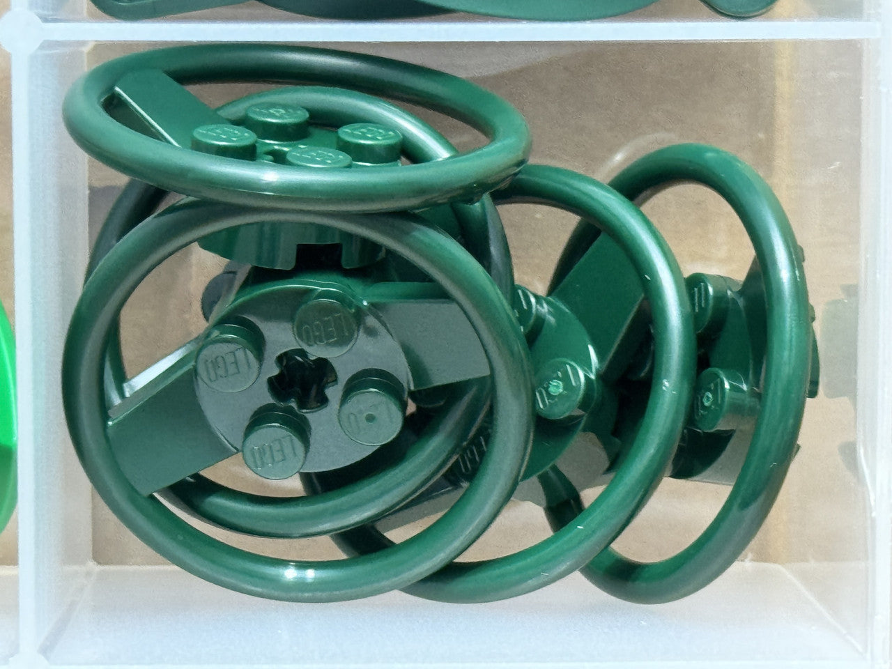 LEGO Parts - Dark Green Vehicle, Steering Wheel 2 x 2 Center - No 67811 - QTY 5
